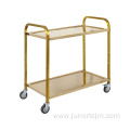 Two-tiers Wine Service Trolley With Golden Color